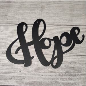 Black Cast Iron Flat Script Hope Sign for Decor or Craft